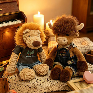 Peluche OEM ODM a tema foresta: simpatici cani <span class=keywords><strong>e</strong></span> mucche delle Highland, animali di peluche personalizzabili con etichette, peluche di <span class=keywords><strong>leone</strong></span> <span class=keywords><strong>e</strong></span> volpe - Product Image 1