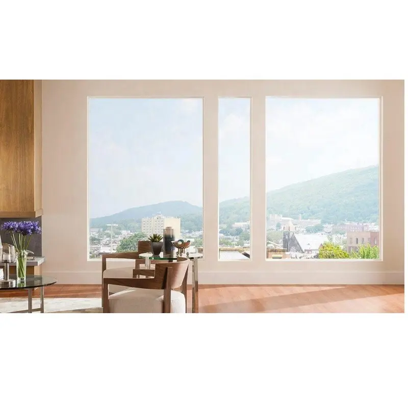 durable system narrow sightlines double glazing tempered glass construction aluminum fixed window