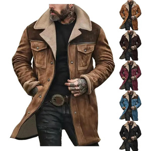 Trench-coat <span class=keywords><strong>mi</strong></span>-<span class=keywords><strong>long</strong></span> pour <span class=keywords><strong>homme</strong></span> Veste en jean colorblock double face avec doublure en Sherpa et <span class=keywords><strong>manteau</strong></span> <span class=keywords><strong>long</strong></span> zippé à poches multiples - Product Image 2