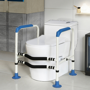 Có thể gập lại 4-chân hợp kim nhôm nhẹ <span class=keywords><strong>commode</strong></span> xử lý không trượt chân có thể điều chỉnh tay vịn 150kg Công suất phòng tắm an toàn - Product Image 2