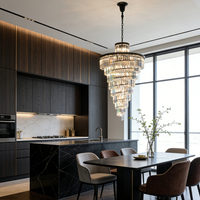 Grand Anneau Moderne Pendentif Cercle Long Sous L'escalier Décoration De Luxe Lustre En Cristal Led Pour Le Salon