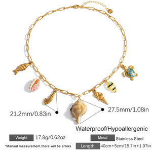 สร้อยคอจี้แฟชั่นฮาวายฤดูร้อน สร้อยคอเหล็กกล้าไร้สนิม 316L เครื่องประดับชุบทอง 14k 18k PVD สร้อยคอรูปเปลือกหอยสำหรับผู้หญิง - Product Image 6