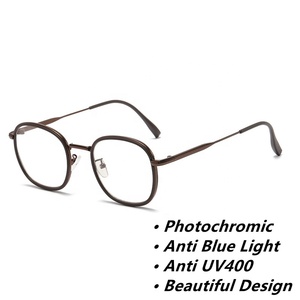 Lunettes photochromiques anti-lumière bleue rondes <span class=keywords><strong>marron</strong></span> fauve rétro, verres photo gris 2026, pour ordinateur, optiques, pour filles et femmes 2026 - Product Image 2