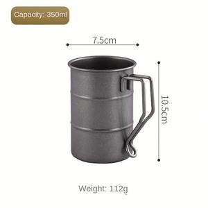 Custom Laser Engrave Logo Retro Travel Stainless Steel Wine <b>Mugs</b> With Handle Drum Barrel Shaped Cups for Camping - Product Image 1