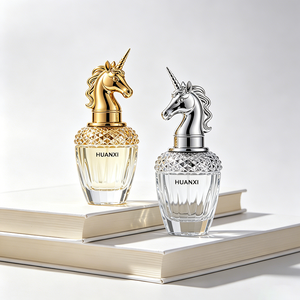 Eric Custom Creative <b>Gold</b> Unicorn Cover Glass Perfume Bottle 30ml 50ml 80ml Perfume clear Glass Bottle with Horse Spray Pump Top - Product Image 3
