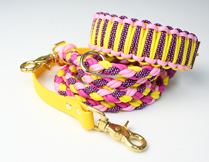 <strong>Tactical</strong> Hund Quick Release <strong>Dog</strong> <strong>Collar</strong> Leash Set Solid PVC Vegan Leather Wide Paracord Coated Webbing Hands-Free for Pets - Product Image 3