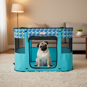 Parc pour animaux de compagnie pliable et portable, 32 x 24 x 22 pouces, rectangulaire, en tissu Oxford avec fermeture éclair, pour usage intérieur - Product Image 2