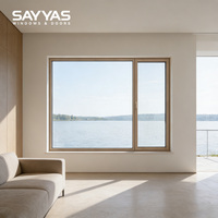 Ventana Abatible de Madera Revestida de Aluminio Moderna con Colores Personalizables, Vidrio Triple Aislante, Garantía de 5 Años, Solo para Hoteles y Escuelas