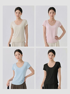 Camisetas Deportivas Personalizadas con Logotipo, Manga Corta, Delgadas, Transpirables, de Secado Rápido, Elásticas, Sólidas, para Gimnasio, Fitness, Yoga - Product Image 3