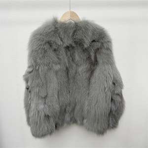 カスタム卸売フォックスファージャケットコート ニット女性用リアルフォックスファー冬コート カスタム冬レディースファーコート - Product Image 5