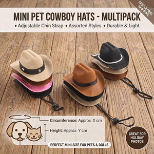 Mini chapeau de cowboy en jean pour petits chats et chiens, réglable, accessoire de fête et de cosplay, léger et confortable - Product Image 1