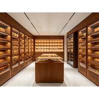 Humidor en verre sur mesure pour boutique de tabac, design classique fait main, armoire à cigares en cèdre espagnol