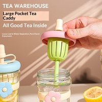 Pack Cadeau Xuzhen : Tasse en Verre avec Paille Intégrée pour Femmes, Design de Séparation du Thé, Infuseur à Thé Fleuri, Tasse à Boire en Verre au Design Élégant