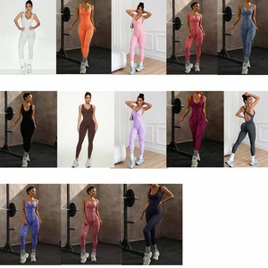 Seamless Leopard Yoga <strong>Jumpsuit</strong> for Women Crisscross Backless Butt Lift One Piece <strong>Workout</strong> Bodysuit Gym Active Wear Yoga Outfit - Product Image 2
