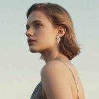Boucles d'oreilles en forme de poire avec diamant de laboratoire rose 18K cadeau en or blanc pour femme