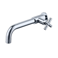 Robinet de cuisine moderne en acier inoxydable à levier unique, chromé, mural, pour lavabo, robinet d'eau froide