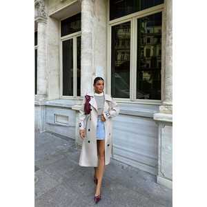 Manteau trench décontracté vintage pour femme avec boutons décoratifs en pierre, imperméable, en coton, pour l'hiver, en laine, imprimé - Product Image 2