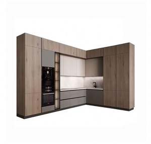 Armoires de cuisine modulaires en forme de L SANTOPOVA avec électroménagers intégrés |   Finitions personnalisées en bois grainé et laque mate - Product Image 1