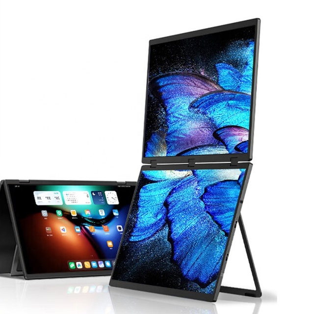 18.5-Inch Portable Dual-Screen IPS Laptop Monitor Foldable with USB Interface for Office Stock Trading & Gaming