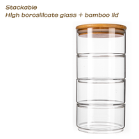 Frasco de Vidrio de Borosilicato de Alta Calidad con Tapa de Bambú, Conservación de Frescura Sostenible, Multifuncional y Plegable para Almacenamiento de Alimentos en la Cocina
