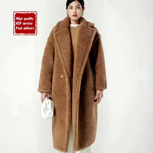 Veste Teddy pour femmes, veste d'hiver de luxe 2026, veste <span class=keywords><strong>longue</strong></span> d'hiver de haute qualité en laine d'alpaga et cachemire épaisse pour femmes - Product Image 2