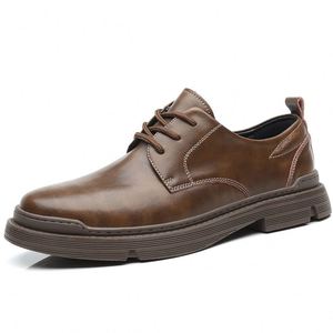 Men's Trendy Versatile Casual Genuine <b>Leather</b> Shoes Autumn for Low-Cut <b>Work</b> <b>Boots</b> British Style Large Size Dress - Product Image 1