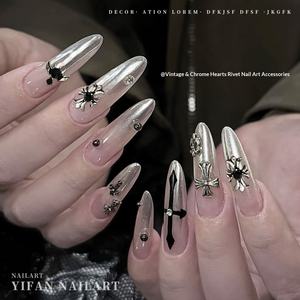 Paso Sico Kit de Accesorios para Decoración de Uñas Estilo <span class=keywords><strong>Crocs</strong></span>, Artículo Popular Transfronterizo, Pedrería de Aleación para Uñas con Diseños de Cruz, Estrella, Luna y Corazón en Estilo Oscuro - Product Image 5