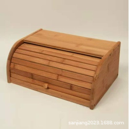Ruoyi Bamboo Bread Box Natural Color Double Layer Pull Out <b>Storage</b> <b>Kitchen</b> Countertop Bread <b>Container</b> - Product Image 5