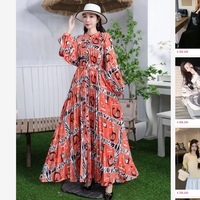 Fleur Imprimer simple boutonnage conception ample grande taille femmes longue robe plissée