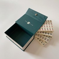 21-1/2 X25x5 "Mahjong Set in Vinyl Case Luxury Dark Green Travel Mahjong Vinyl Case With Metal Snap Mélamine Tiles Packing Box