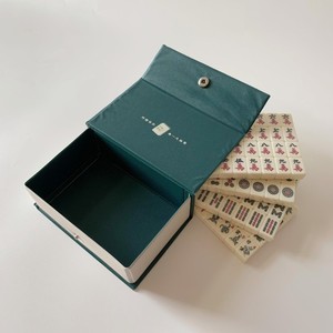 Juego de Mahjong de 21-1/2x25x5 pulgadas en caja de vinilo, caja de vinilo Mahjong de viaje verde oscuro de lujo con caja de embalaje de azulejos de <span class=keywords><strong>melamina</strong></span> a presión de Metal - Product Image 1