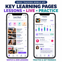 Solutions d'applications d'apprentissage musical personnalisées pour iOS et Android avec des leçons vidéo, des cours en direct et un suivi des exercices LionCreate