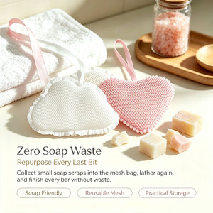 Sac à savon 3D en nylon maillé épaissi, forme nuage et cœur, avec fermeture sécurisée pour le <span class=keywords><strong>bain</strong></span> – Vente chaude - Product Image 2