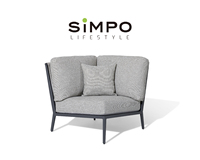 SIMPOLIFESTYLE Ensemble de canapés d'angle de haute qualité, écologiques, pour l'extérieur, pour salon et cour, structure en aluminium, tissu en oléfine