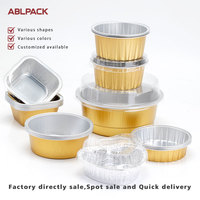 ABLPACK Contenant alimentaire jetable pour restaurant à emporter 900ML/30.4oz en feuille d'aluminium, moule à pizza, plateau, assiette avec couvercle