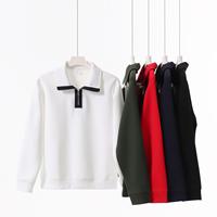 Sweat-shirt à col polo zippé pour homme RUICHI, en coton mélangé lourd 380 GSM, style américain, décontracté, preppy