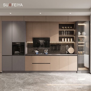 Высококачественный современный кухонный шкаф с 3D-визуализацией, УФ-Меламиновый МДФ, строительная Лаковая Дверная панель с раковиной - Product Image 1