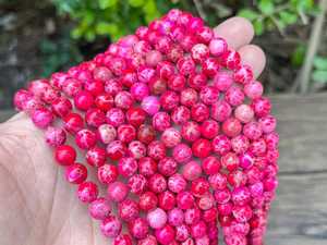ลูกปัดหินแจสเปอร์สีชมพูร้อนธรรมชาติทรงกลมเรียบ ขนาด 3 มม. 4 มม. 6 มม. 8 มม. 10 มม. สำหรับทำเครื่องประดับ - Product Image 1