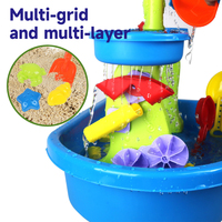 Table de jeu d'eau et de sable d'extérieur à 3 niveaux pour enfants, grande table d'activités aquatiques, jouet d'été pour la plage et le jardin (46 pièces)