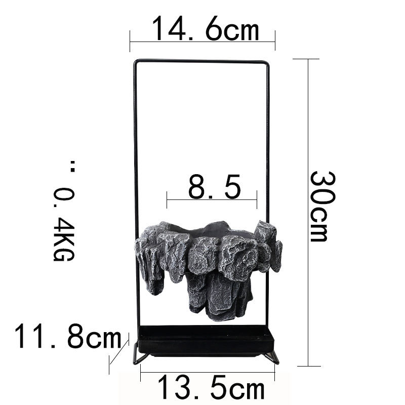 Bassin rectangulaire en résine gris foncé pour rocaille.
