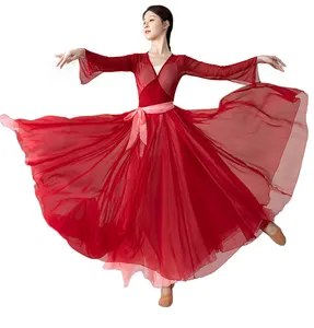 720 degree one-piece bandage belly dance practice elegant big swing silk skirt