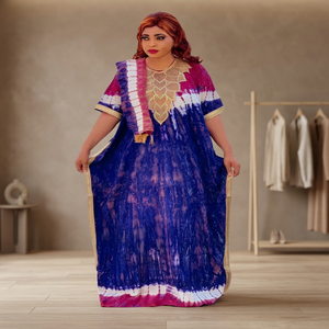 Caftán largo musulmán para mujer, teñido a mano, de gasa, estilo Abaya, con detalles de encaje, para la oración del Ramadán y ocasiones festivas. - Product Image 4
