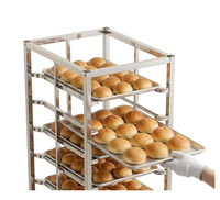 Chariot de boulangerie mobile en acier inoxydable sur mesure pour plateaux de cuisson, idéal pour fours à pain, restaurants, cuisines et le stockage de produits alimentaires.