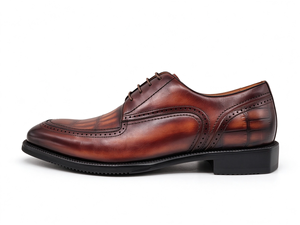 Chaussures Oxford marron pour hommes en cuir véritable gaufré croco, à lacets, habillées, classiques, style Brogue, doublure en peau de porc, semelle en caoutchouc durable - Product Image 3