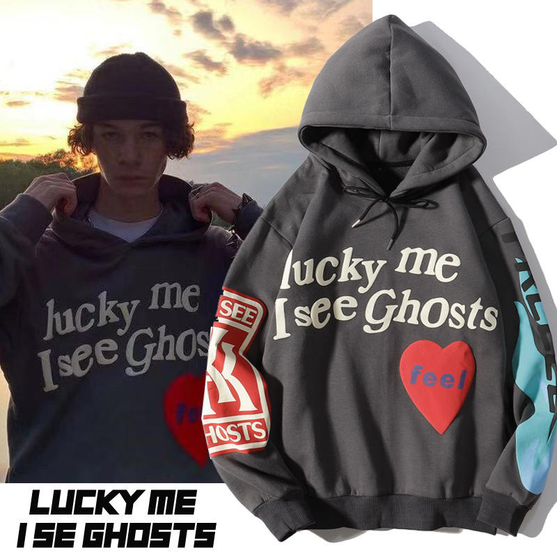 HOT Mens Hoodies Lucky Me I See Ghosts Hoodie Back Lucky Me