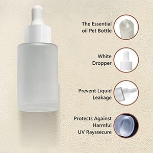20ml 30ml 40ml 50ml Frosted Clear Essential Oil Glass Dropper Bottles <b>Screw</b> Gold/Silver Finish <b>Flat</b> Shoulder Skin Care Serum - Product Image 3