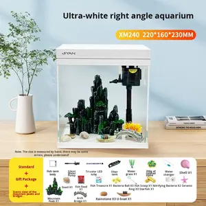 <span class=keywords><strong>Aquarium</strong></span> en verre rectangulaire ultra-clair <span class=keywords><strong>pour</strong></span> usage domestique, configuration écologique de bureau, <span class=keywords><strong>filtre</strong></span> intégré, pas de changement <span class=keywords><strong>d</strong></span>'eau requis, économe en énergie - Product Image 6