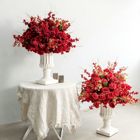 Boule de fleurs artificielles rouges de 60 cm pour la décoration de mariage et de fête