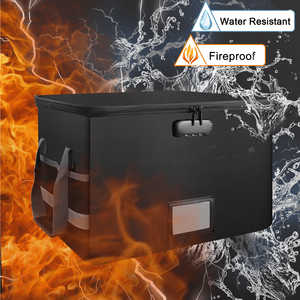 US Warehouse in Stock Fireproof Document <b>Box</b> with Lock and Zipper Lid Collapsible <b>File</b> Storage Organizer Office Organizer - Product Image 4