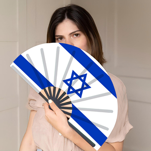 Éventails pliants en bambou avec drapeau d'Israël en gros, éventail à main pour carnaval, mariage, festival, fête, <span class=keywords><strong>agence</strong></span> de voyage - Product Image 5